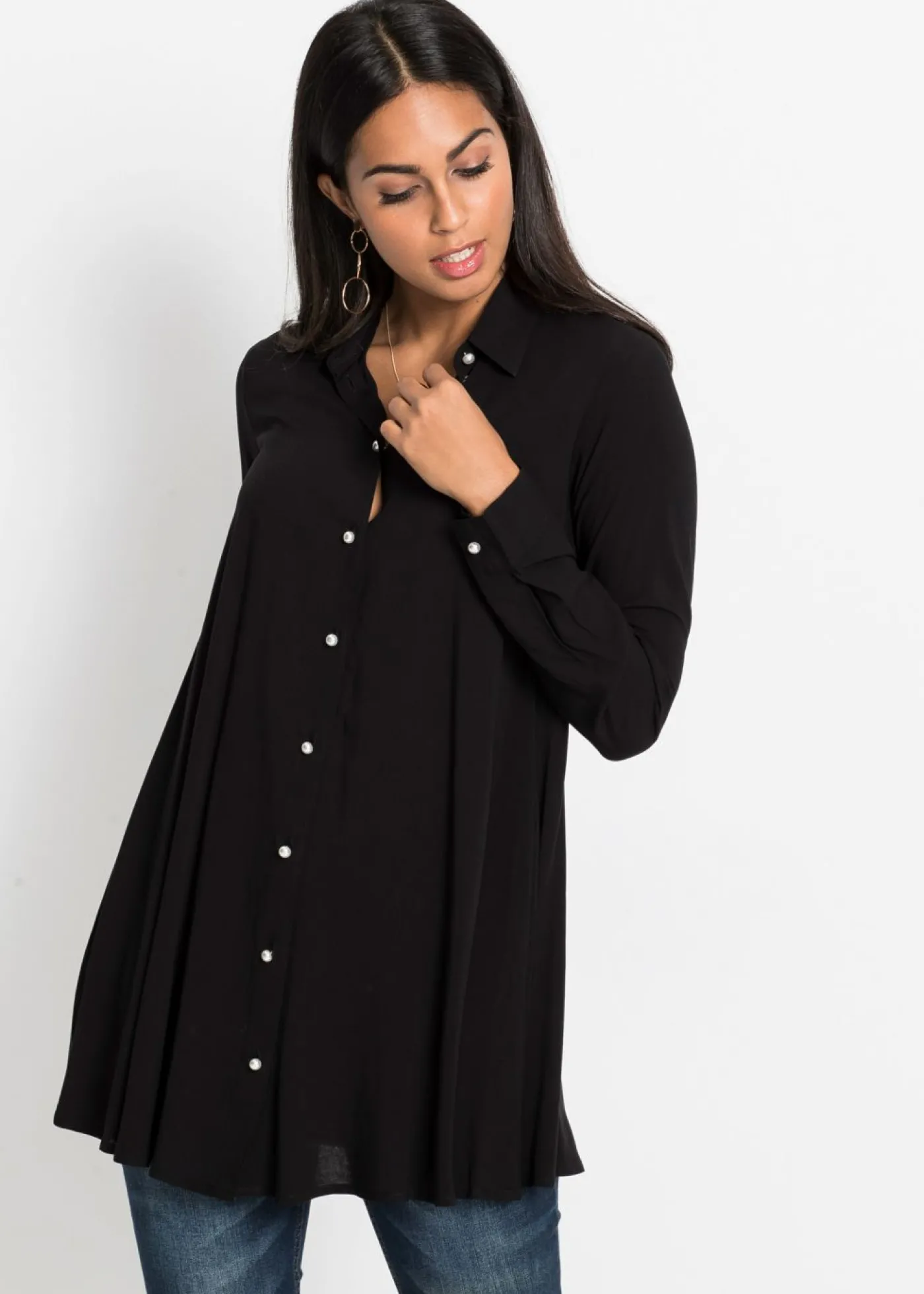 bonprix bonprix Blusa de viscosa pura Negro New