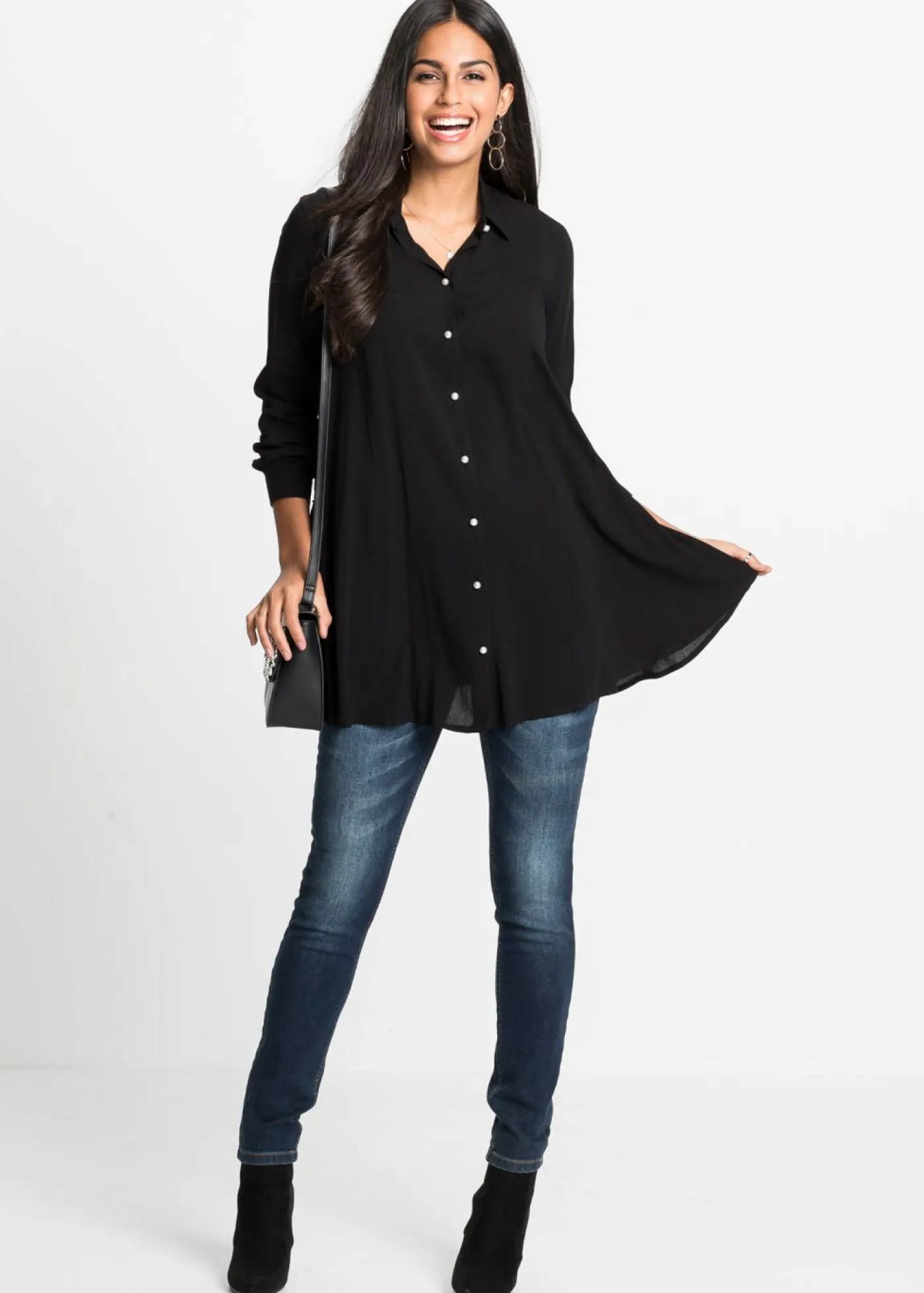 bonprix bonprix Blusa de viscosa pura Negro New