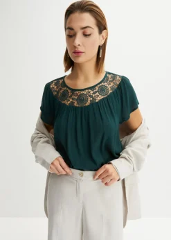 bonprix bonprix Blusa de viscosa pura Verde intenso New