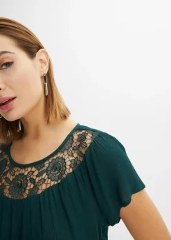 bonprix bonprix Blusa de viscosa pura Verde intenso New