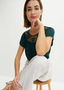 bonprix bonprix Blusa de viscosa pura Verde intenso New