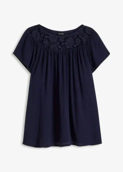 bonprix bonprix Blusa de viscosa pura Azul marino Online