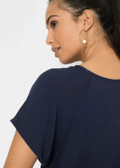 bonprix bonprix Blusa de viscosa pura Azul marino Online