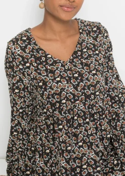 bonprix bonprix Blusa de viscosa sostenible negro/óxido/azul marino/blanco lana de flores Clearance