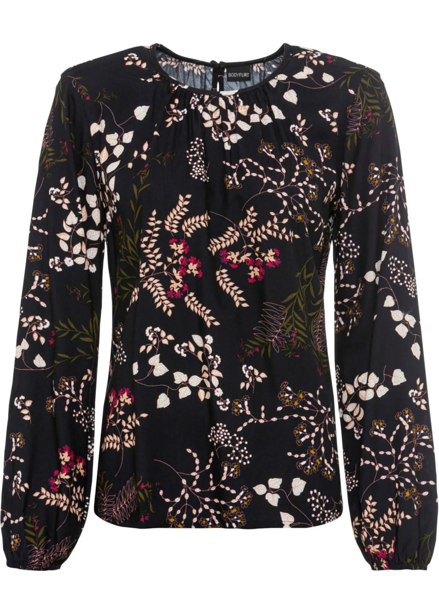 bonprix bonprix Blusa de viscosa sostenible Negro de flores