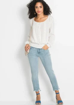 bonprix bonprix Blusa de viscosa suave Blanco lana Discount