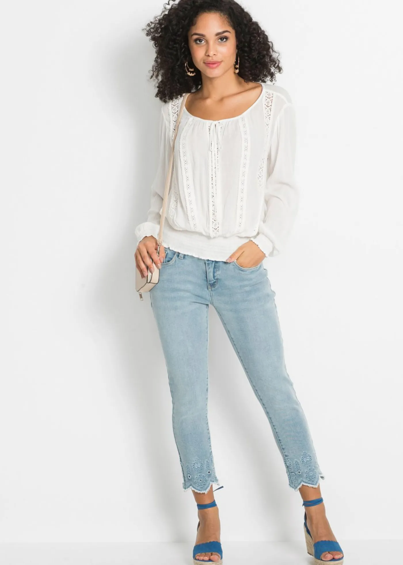 bonprix bonprix Blusa de viscosa suave Blanco lana Discount