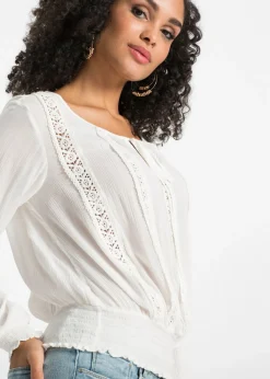 bonprix bonprix Blusa de viscosa suave Blanco lana Discount