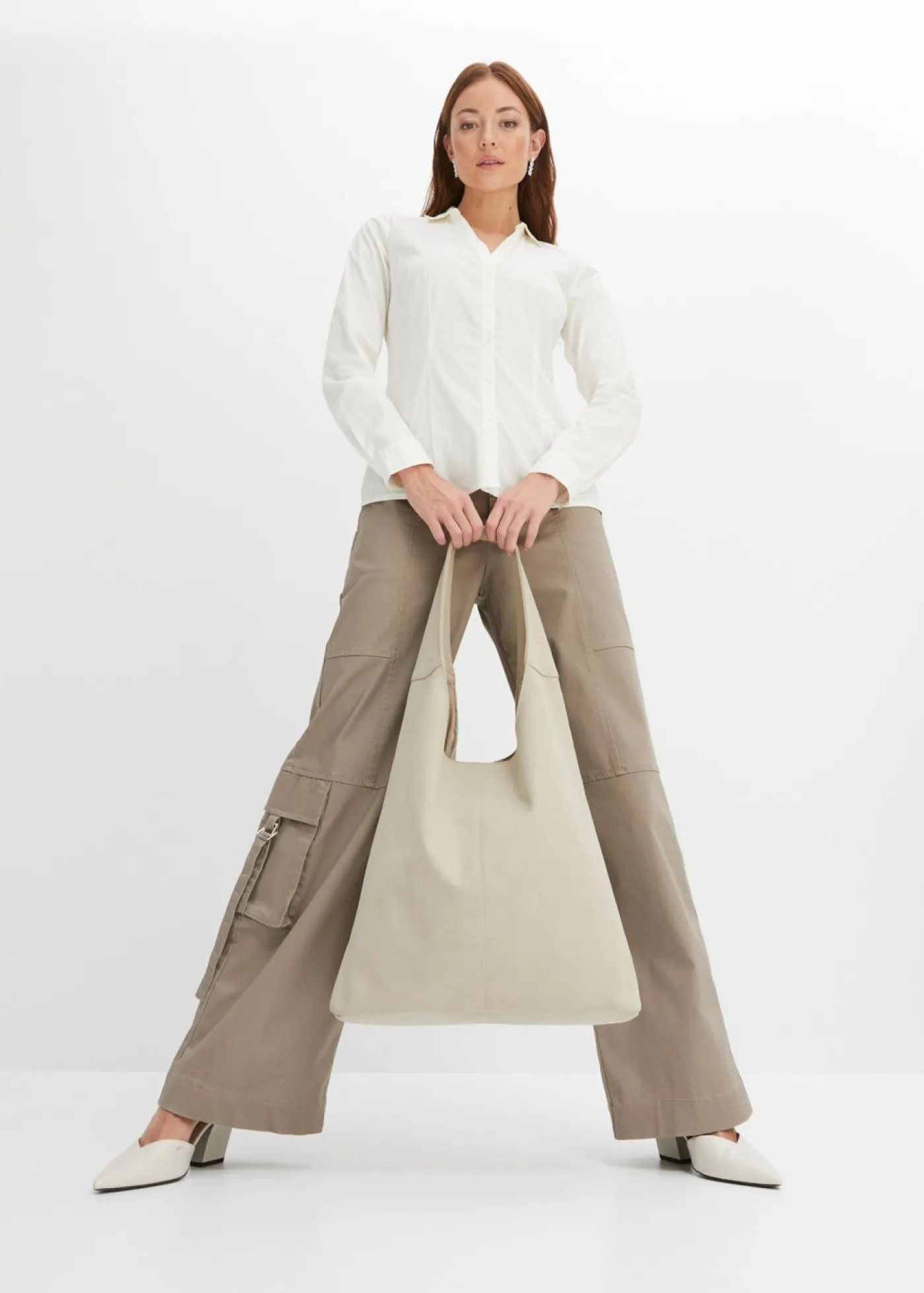 bonprix bonprix Blusa elástica Blanco lana Best