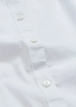 bonprix bonprix Blusa elástica de manga corta de mezcla de algodón Blanco Clearance