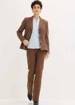 bonprix bonprix Blusa elástica de popelín con cuello chimenea y ligera transparencia azul pálido Best