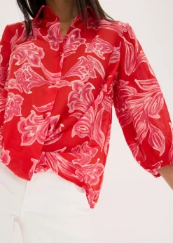 bonprix bonprix Blusa estampada rosa caliente Online