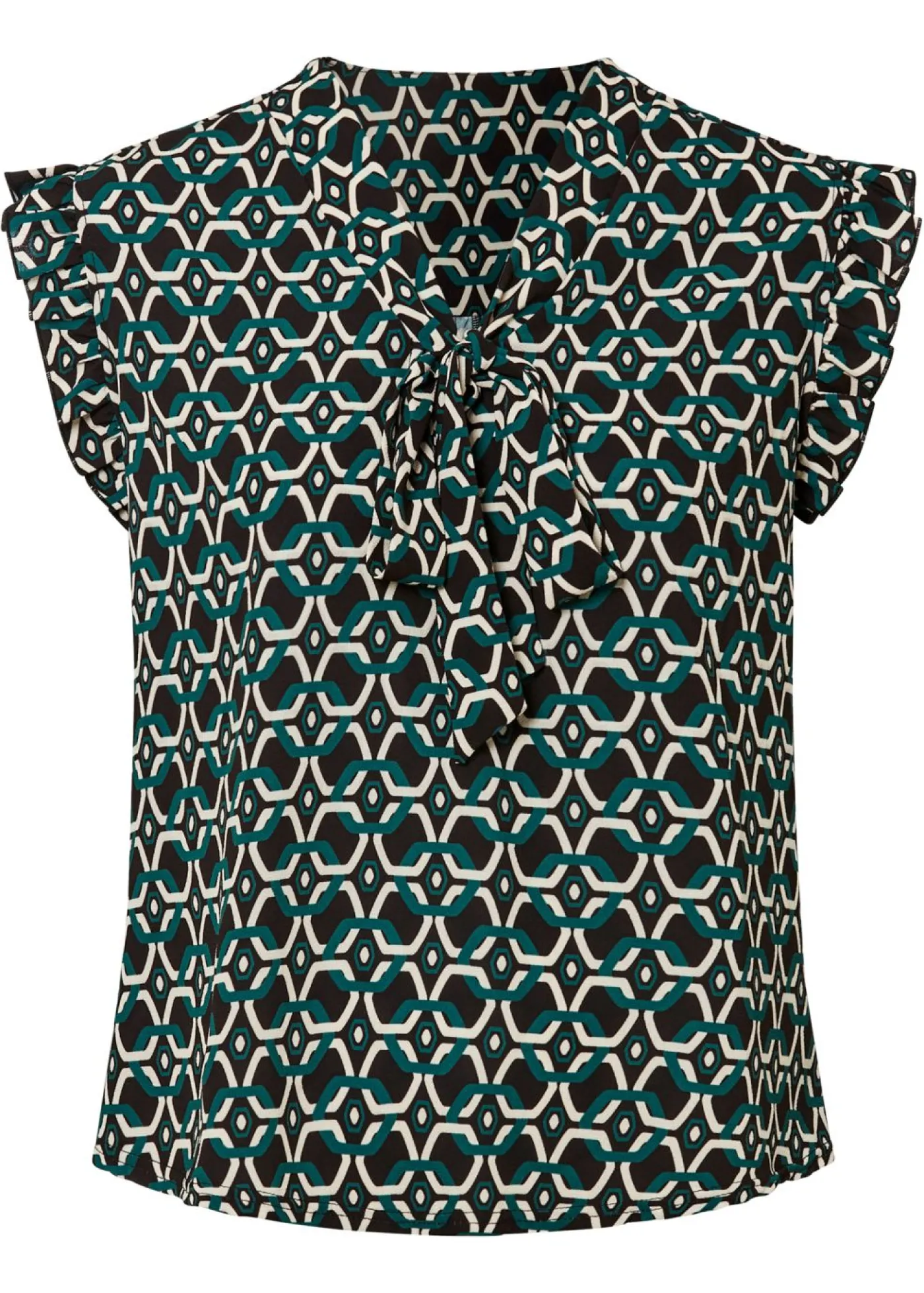 bonprix bonprix Blusa estampada Negro-azul petróleo con estampado gráfico Online