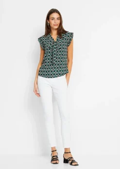 bonprix bonprix Blusa estampada Negro-azul petróleo con estampado gráfico Online