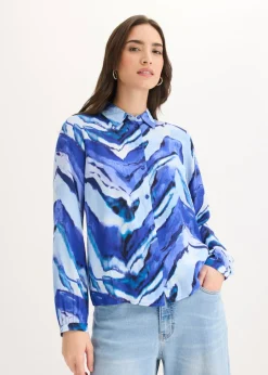 bonprix bonprix Blusa estampada Azul claro/azul zafiro/negro estampado Online