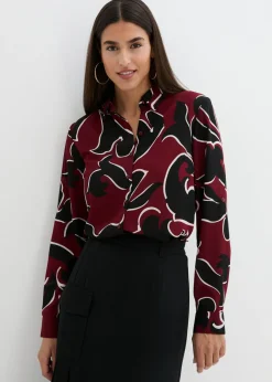 bonprix bonprix Blusa estampada Rojo castaño/negro Sale