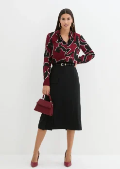 bonprix bonprix Blusa estampada Rojo castaño/negro Sale
