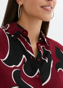 bonprix bonprix Blusa estampada Rojo castaño/negro Sale