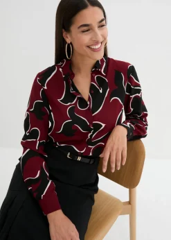 bonprix bonprix Blusa estampada Rojo castaño/negro Sale