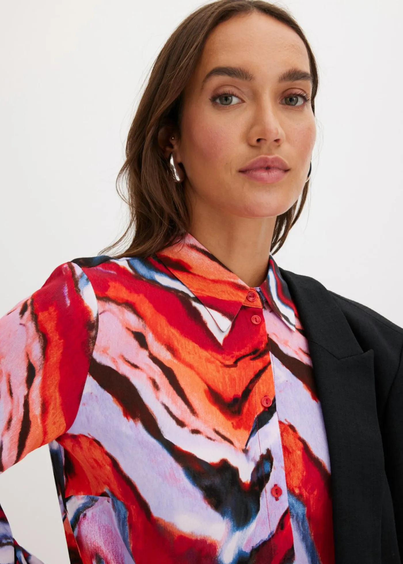 bonprix bonprix Blusa estampada púrpura-negro-rojo New