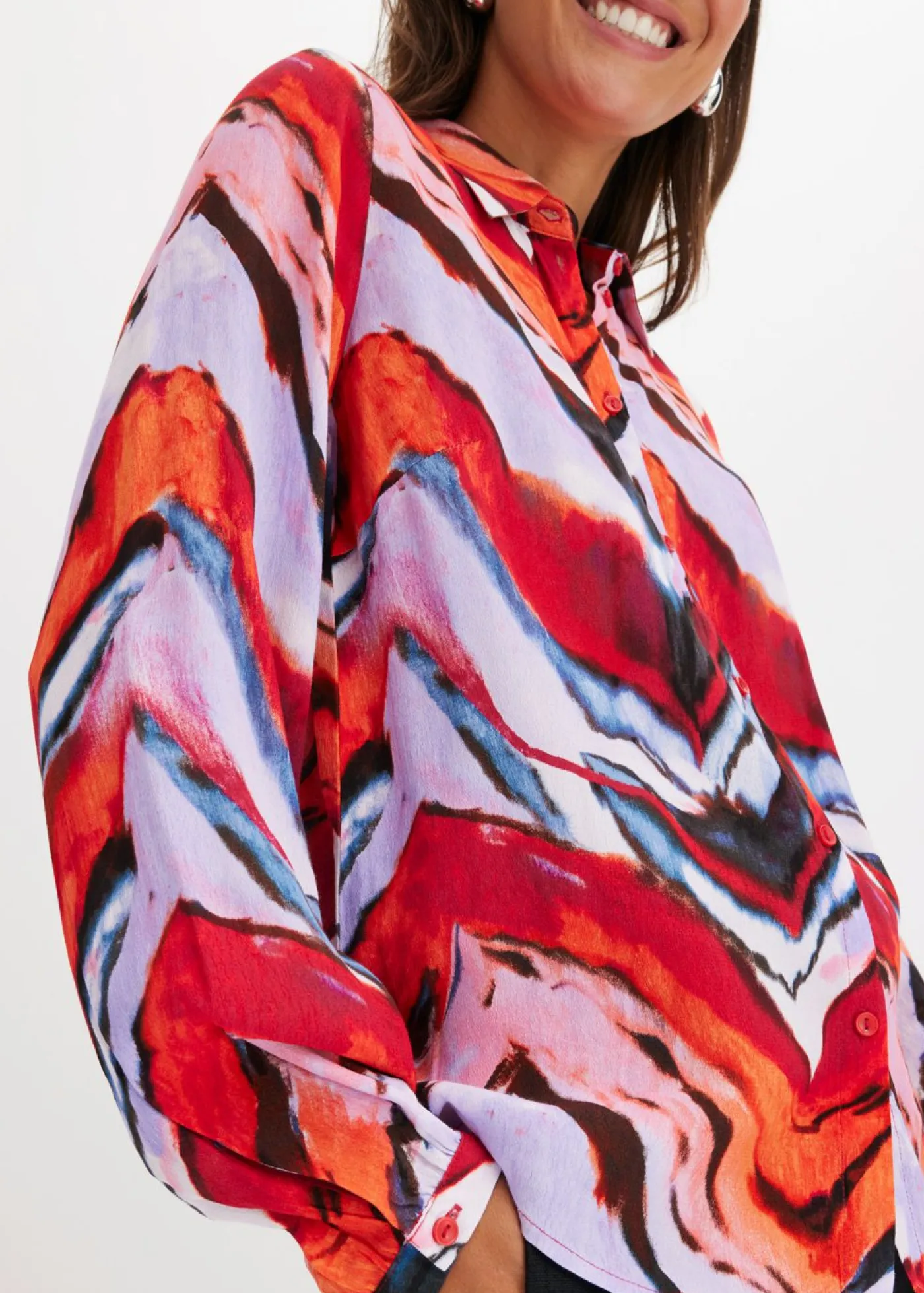 bonprix bonprix Blusa estampada púrpura-negro-rojo New