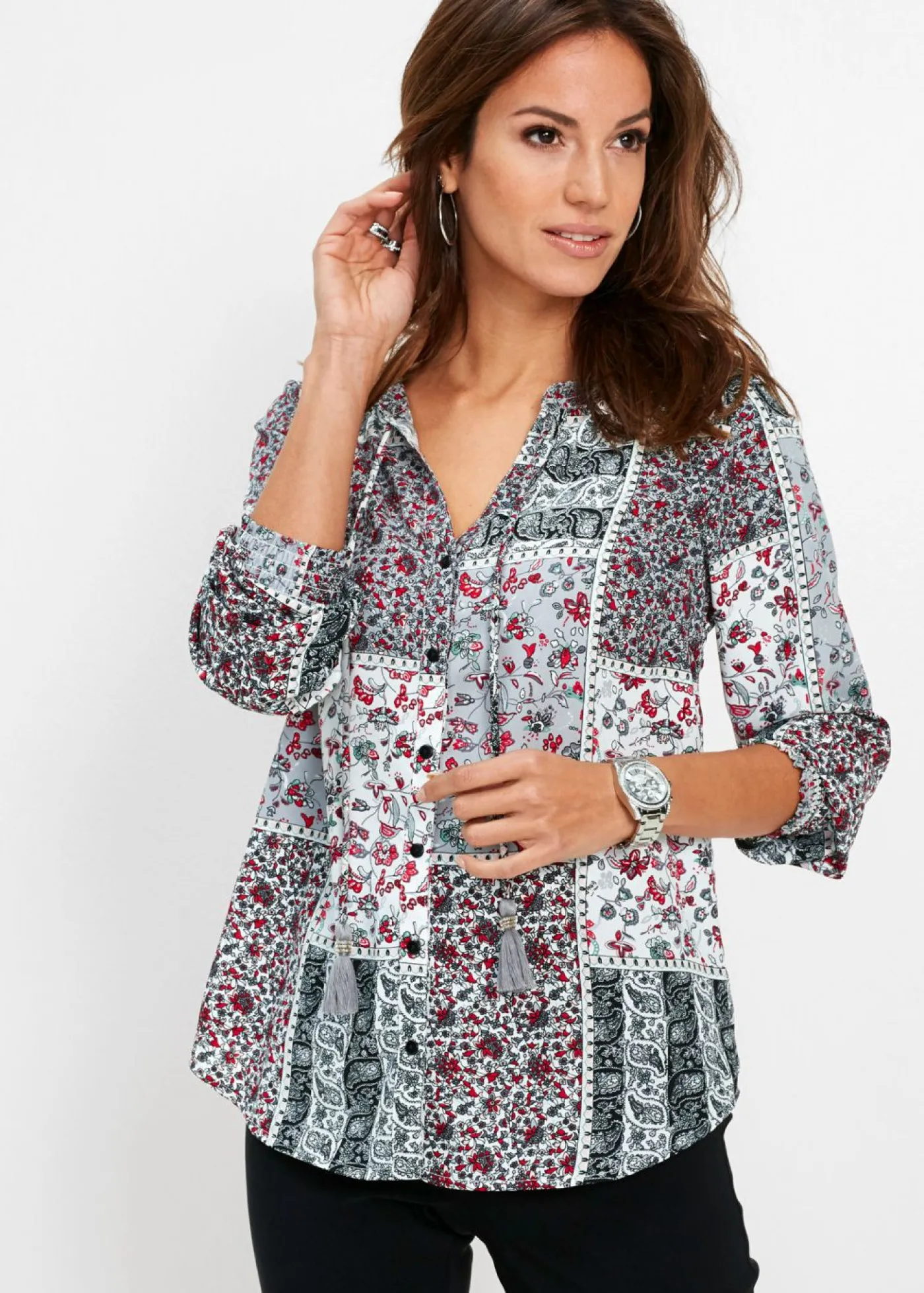 bonprix bonprix Blusa estampada Estampado en plateado