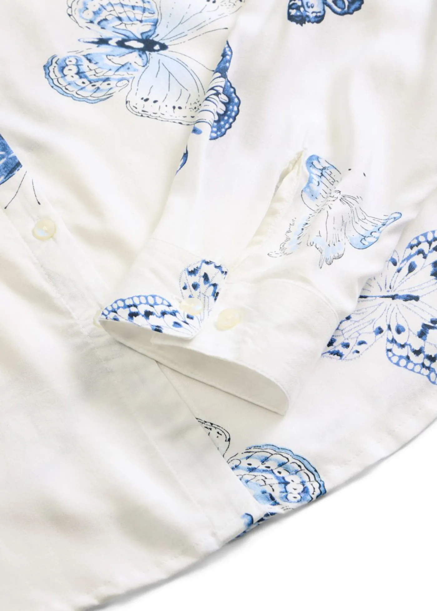 bonprix bonprix Blusa estampada de viscosa Blanco-azul estampado Sale