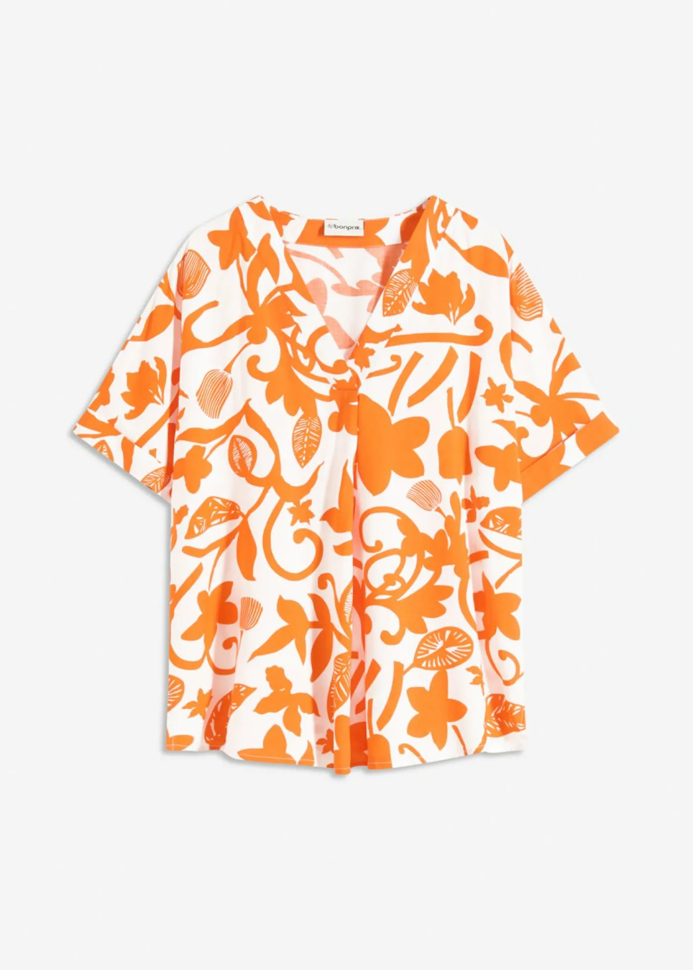 bonprix bonprix Blusa estampada tipo túnica de viscosa fluida blanco lana-mango Online