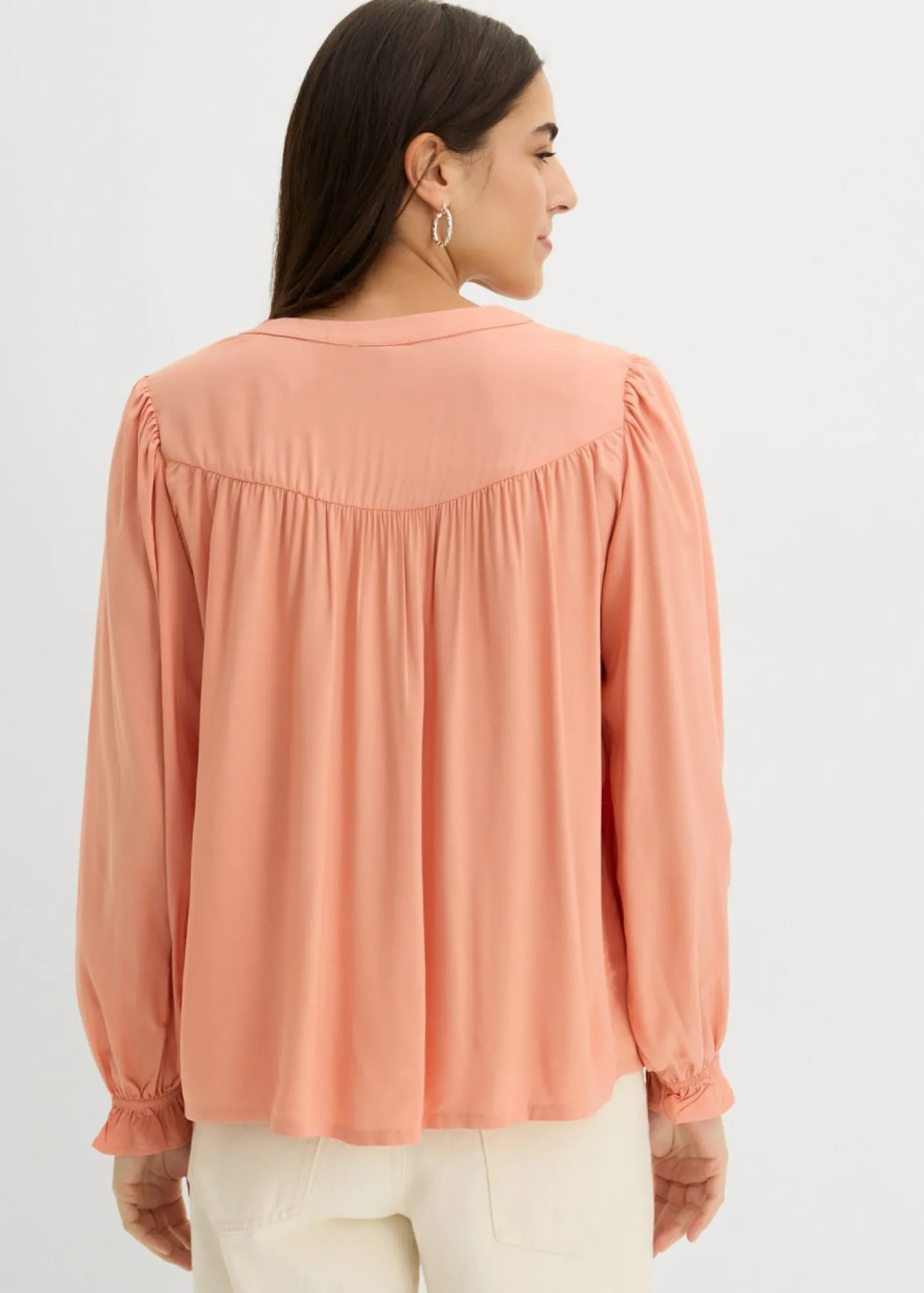 bonprix bonprix Blusa estilo prairie de viscosa fluida Albaricoque pastel