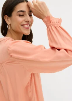 bonprix bonprix Blusa estilo prairie de viscosa fluida Albaricoque pastel