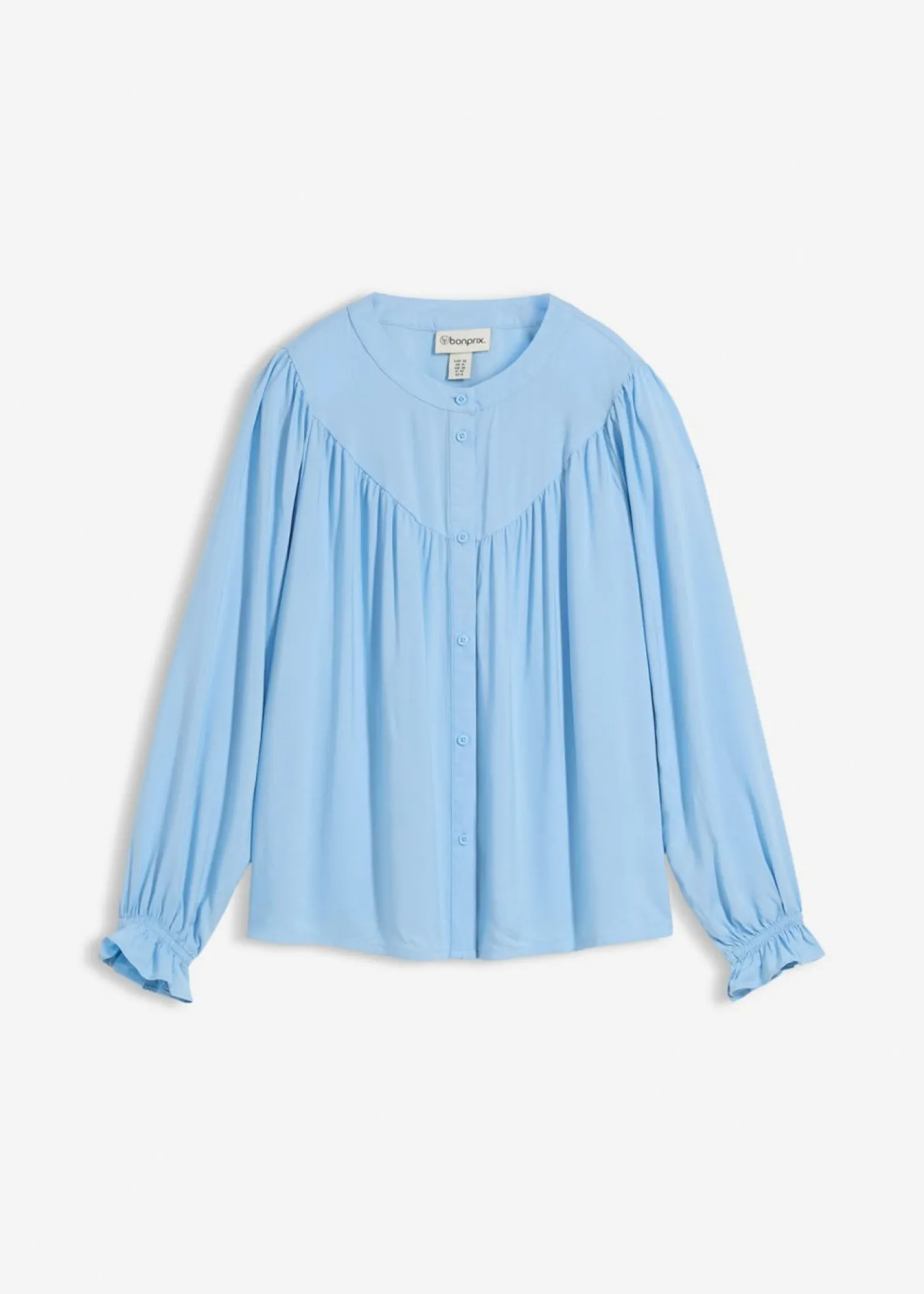 bonprix bonprix Blusa estilo prairie de viscosa fluida Azul claro New