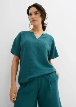 bonprix bonprix Blusa holgada con dobladillo elástico verde pimiento Best