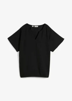 bonprix bonprix Blusa holgada con dobladillo elástico Negro Clearance