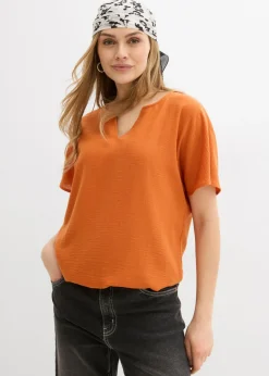 bonprix bonprix Blusa holgada con dobladillo elástico Terracota Hot
