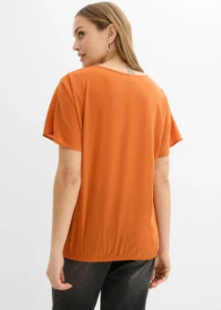 bonprix bonprix Blusa holgada con dobladillo elástico Terracota Hot