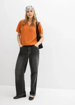 bonprix bonprix Blusa holgada con dobladillo elástico Terracota Hot