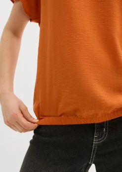 bonprix bonprix Blusa holgada con dobladillo elástico Terracota Hot