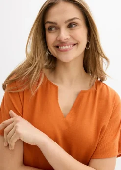 bonprix bonprix Blusa holgada con dobladillo elástico Terracota Hot