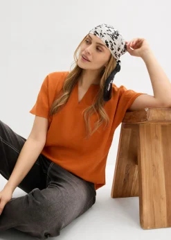 bonprix bonprix Blusa holgada con dobladillo elástico Terracota Hot