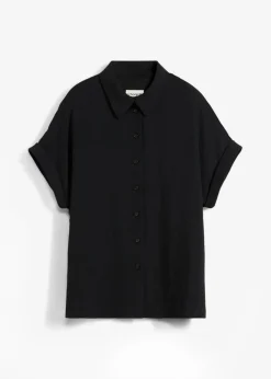 bonprix bonprix Blusa holgada de crepé estructurado Negro Online