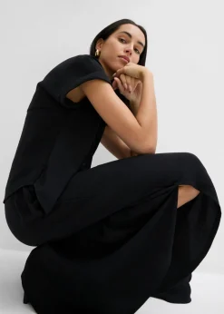 bonprix bonprix Blusa holgada de crepé estructurado Negro Online