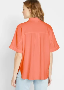 bonprix bonprix Blusa holgada de media manga con lino Naranja cobrizo New