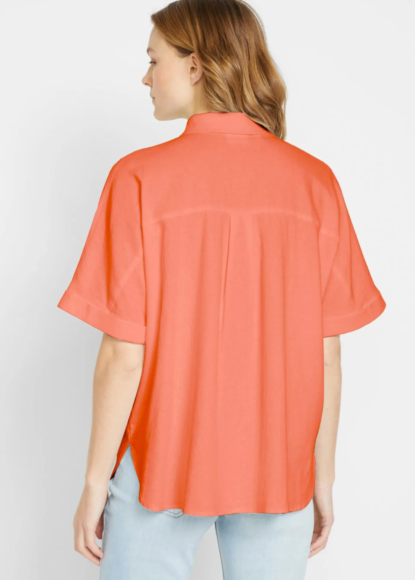 bonprix bonprix Blusa holgada de media manga con lino Naranja cobrizo New