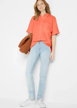 bonprix bonprix Blusa holgada de media manga con lino Naranja cobrizo New