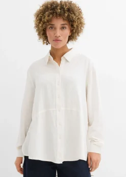 bonprix bonprix Blusa holgada de mezcla de lino Blanco lana Discount