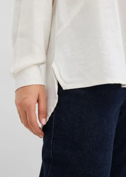 bonprix bonprix Blusa holgada de mezcla de lino Blanco lana Discount