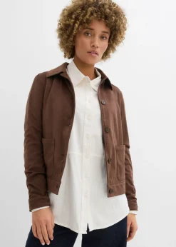 bonprix bonprix Blusa holgada de mezcla de lino Blanco lana Discount