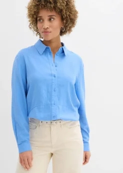 bonprix bonprix Blusa holgada de mezcla de lino azul provenzal New