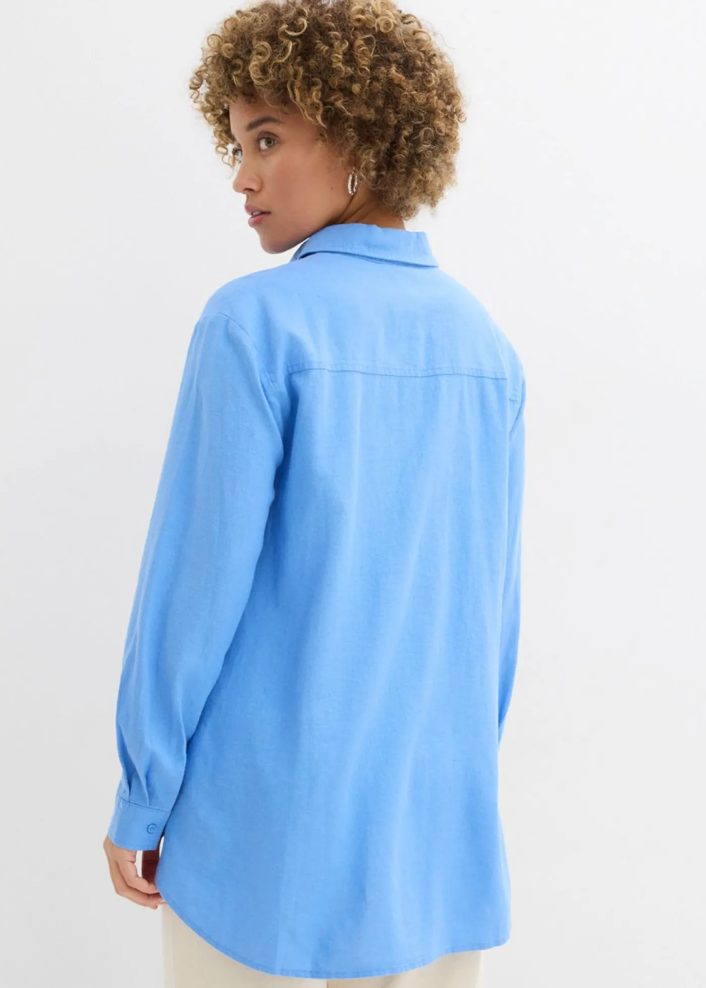 bonprix bonprix Blusa holgada de mezcla de lino azul provenzal New