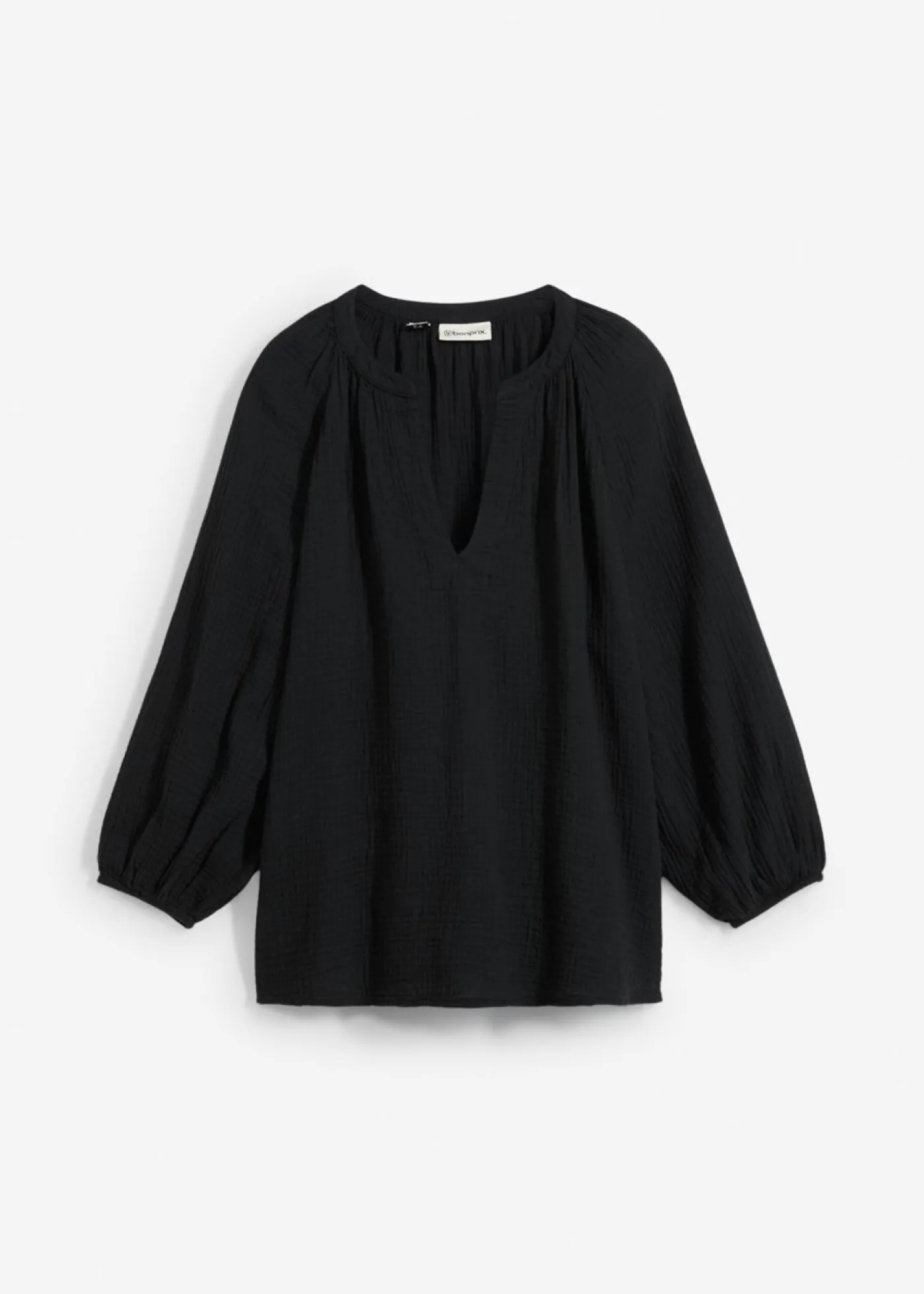 bonprix bonprix Blusa holgada de muselina Negro